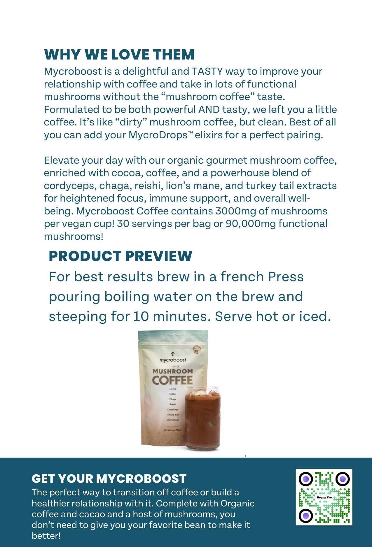 MycroBoost™ Functional Mushroom Coffee - 30 servings